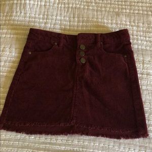 Burgundy Corduroy ‘Raw Edge’ Skirt Size 10